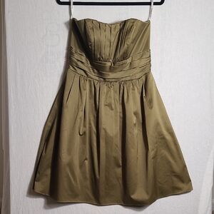 David's Bridal Strapless A-line Olive Green Dress Size 8